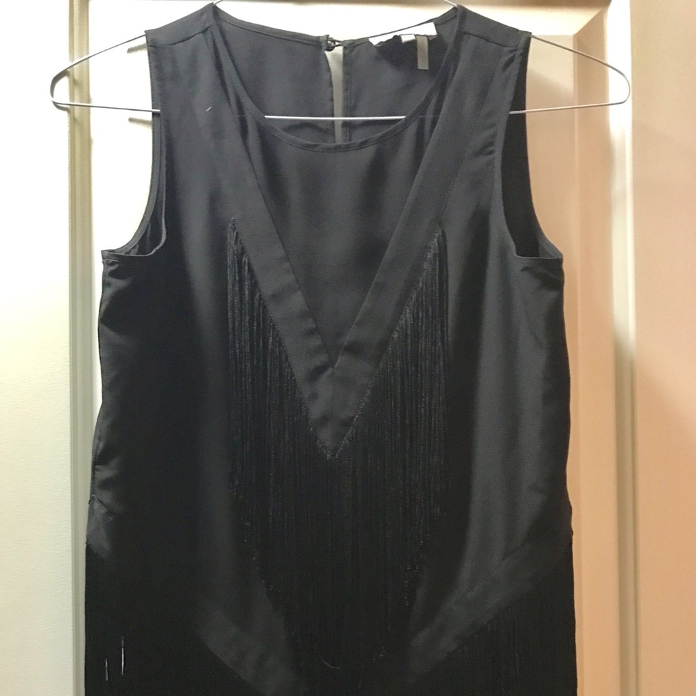 1.State Black Fringe Top XS